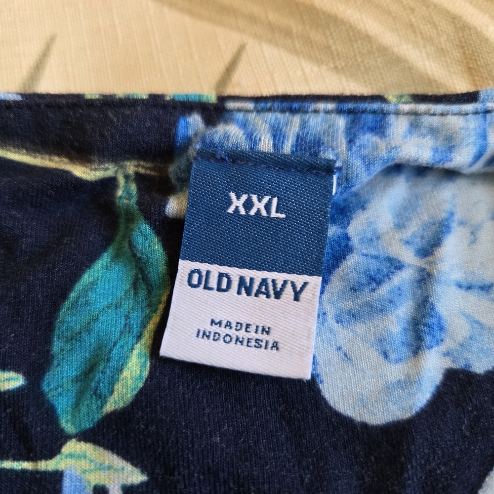 3/$25 Old Navy Stretch Sun Dress Mini Floral Strappy Navy Blue Green XXL - Picture 8 of 13